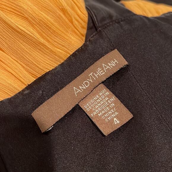 Andy The Anh Sleeveless Chiffon Yellow Black Bow Dress Size 4 - Picture 12 of 12